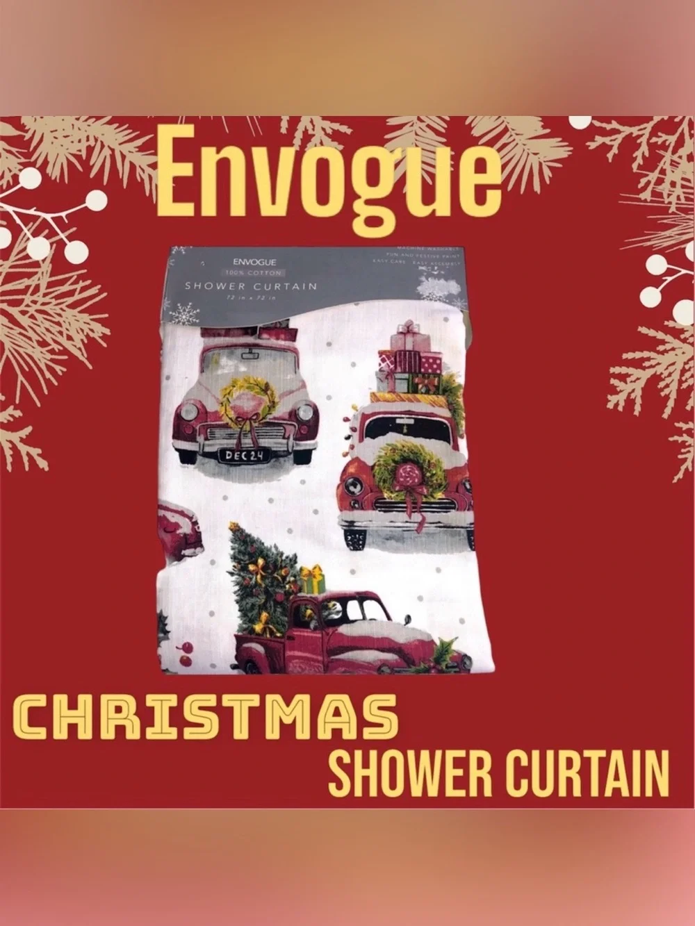 Envogue Christmas Shower Curtain NWT